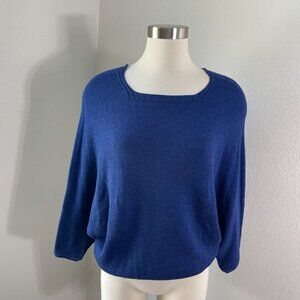 Cop.Copine Womens Medium Bishop Pullover Blue Sweater Dolman Sleeve Square Neck